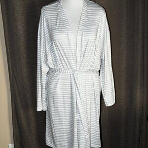 Muk Luks White & Grey Striped Robe - NWOT!